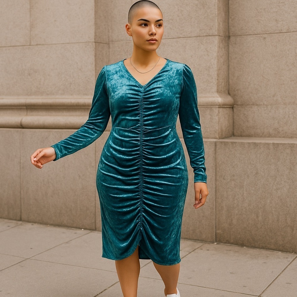 Cato | Plus Size Crushed Velvet Dress Deep River Size 22/24